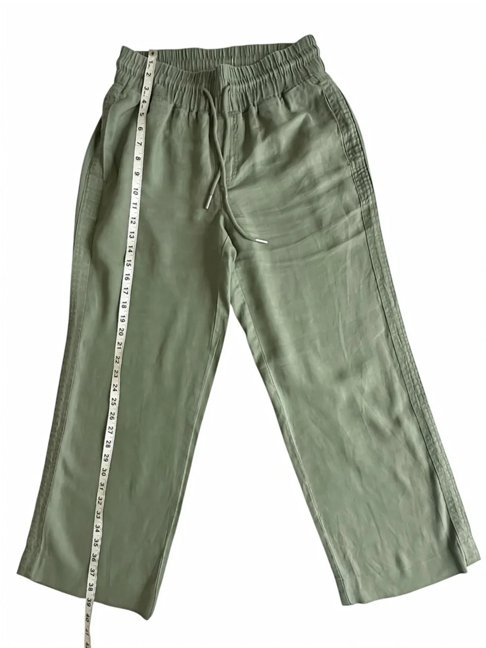 Quince 100% European Linen Pants Women S Sage Green Wide Leg Drawstring Pockets - Picture 7 of 7